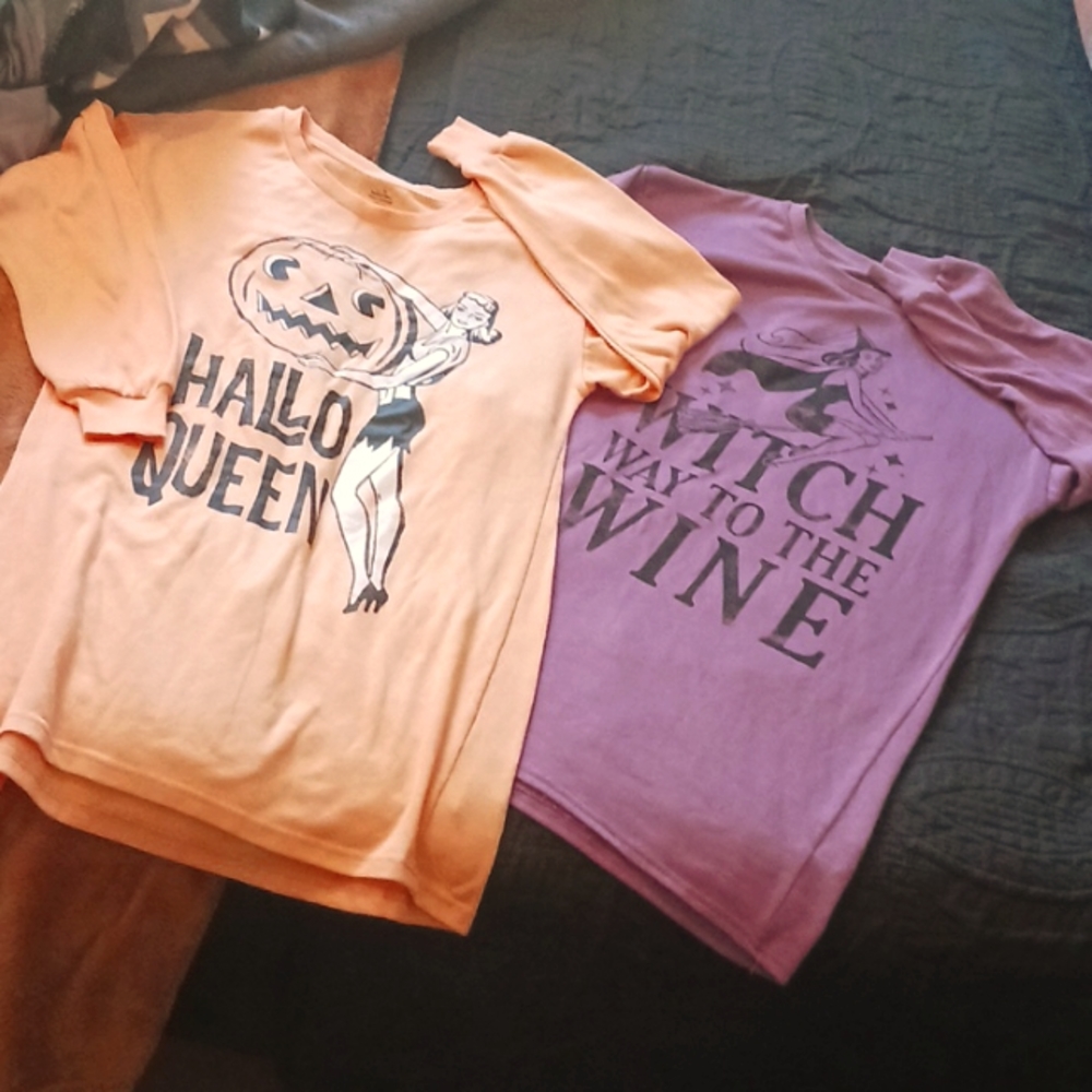 Two (xs) oversized sleep shirts Halloween